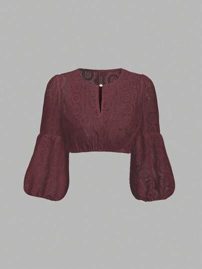 Fairmaia German Traditional Women's V-Neck Lantern Sleeve Top