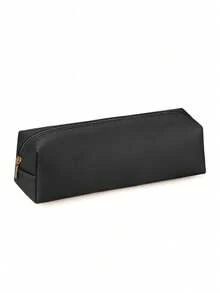1 chiếc hộp đựng bút chì bằng da ba chiều đơn giản, túi đựng cọ trang điểm unisex, túi đựng văn phòng phẩm có khóa kéo, có thể gập lại, tiện dụng, làm bằng da PU, đựng bút chì, bút bi, quà tặng. - màu đen - Xem 12