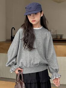 DAZY Tween 女童休闲宽松落肩长袖毛衣，秋冬