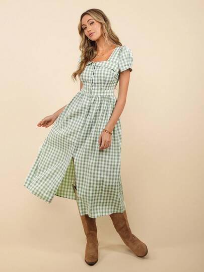 Coeurva Women's Casual Plaid Cinched Waist Mid-Length Dress Summer Dresses For Women Summer Outfits For Women Vacation Outfits Woman Summer Clothes Birthday Dresses For Women Business Casual Woman Dresses For Women Elegant Elegant Dresses For Women Office Outfits For Women Graduation Dress Casual Dresses For Woman Teacher Outfits For Women Airport Outfit For Women Women Summer Dresses Summer Clothes Women Boho Women Clothing Teacher Dresses For Summer Work Dresses For Women Women's Summer Clothes European Summer Gingham Dress Sage Green Gingham Dress Going Out Dress Old Money Style Women