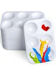 Bandeja de mistura de paleta branca com 2 peças para aquarela artística e tinta a óleo, material para pintura artística, volta às aulas