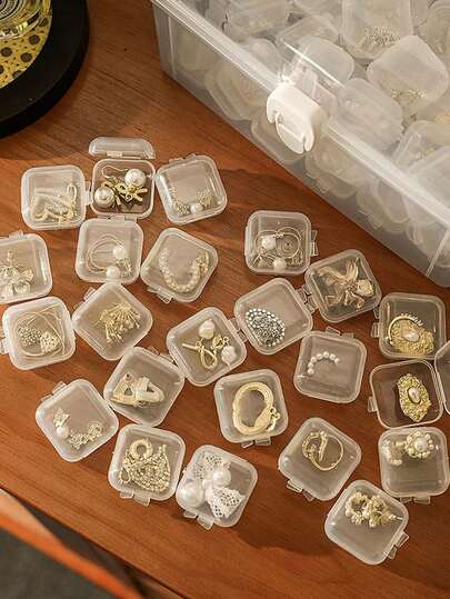 5 件/10 件/20 件/40 件简约透明防氧化珠宝收纳盒，便携式防尘戒指收纳盒，20 件防氧化珠宝袋，PVC 耳环戒指手链项链珠宝收纳袋返校