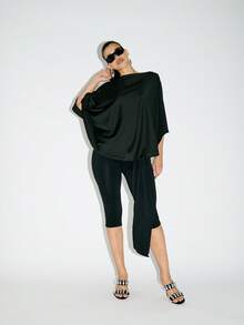 KIZN Elegant Backless Cape Top Draped Evening Party Cocktail Blouse Fall Winter Holiday Outfit Sophisticated Statement Piece