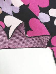 2pcs Setelan Sweater Turtleneck Motif Bunga Hitam dan Celana Panjang Lebar untuk Bayi Perempuan, Pakaian Rajut Musim Gugur yang Lucu, Setelan Musim Dingin Bermotif Bunga Warna-warni yang Serasi untuk Keluarga - Hitam - View 6