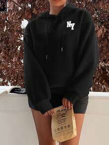 Slaydiva بلوزة سويت شيرت أنثوية بغطاء رأس وسحاب، بتصميم مبسط وطباعة دب، بأكمام طويلة وقصة فضفاضة، مناسبة للخريف والشتاء