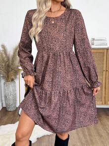 EMERY ROSE Women's Casual Commuter Leopard Print Mid-Length Dress Fall Clothes For Women Fall Outfits For Women Going Out Dress Casual Dresses For Women - Multicolor - View 7