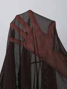 Swim Oasis 2pcs/Set Women One-Piece Swimsuit + Mesh Skirt Two Pieces Set, Off Shoulder, Starfish Decor, Solid Color, Fashionable Casual Vacation Swimwear, Spring/Summer