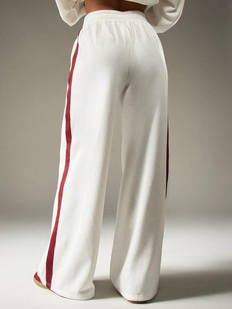 MISSGUIDED Wide Leg Lounge Pants Retro Side Stripe Track Pants Elastic Waist Casual Wear Fall Winter Comfortable Relaxed Palazzo Style Bottoms