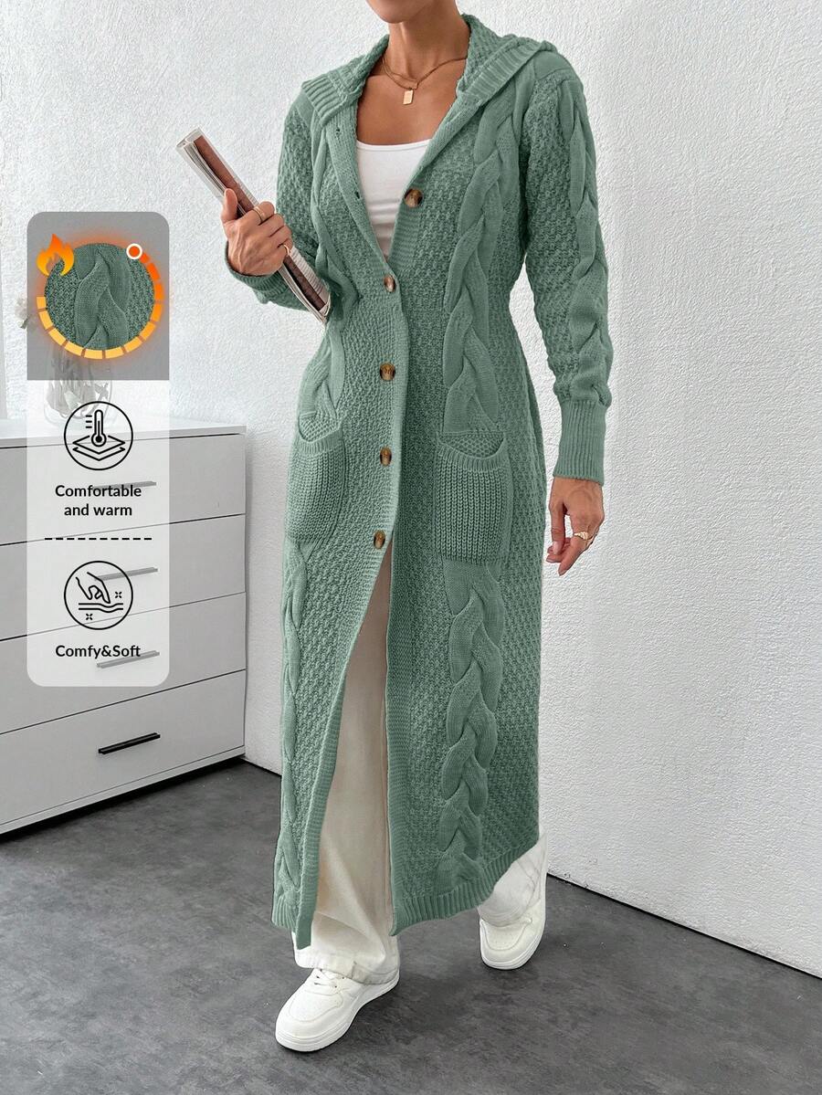EURMUSE Cardigan With Detail And Long Special Button Detail+ 480 - Mint Green - View 1