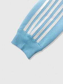 ROMWE MEN Prep Men's Casual Letter Print Hoodie Sweatshirt, Autumn/Winter, Long Sleeve Top - Blue - View 4