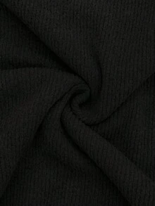 Manfinity Dauomo 男士纯色前开襟修身休闲长袖T恤，秋季款 - 黑色 - 查看 4