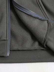 SHEIN 青少年男孩超大号希瑟灰色运动衫夹克，休闲学院风，舒适时尚，百搭实用，面料柔软，适合日常穿着、上学、郊游、户外活动，秋冬季节适用 - 灰色 - 查看 6