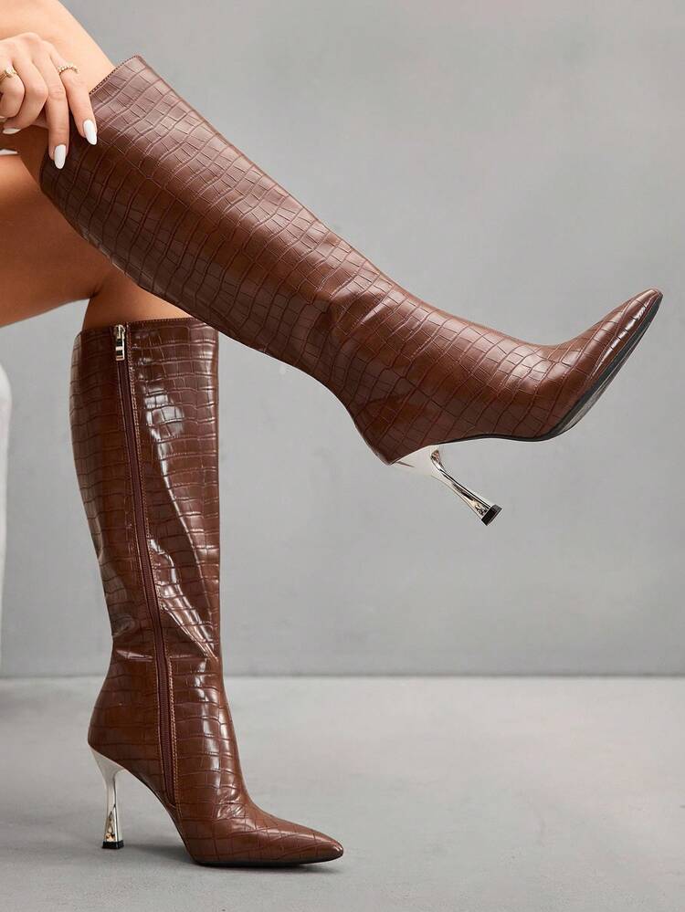 Women's Versatile Comfortable High Quality European And American Style High Heel Knee-High Boots