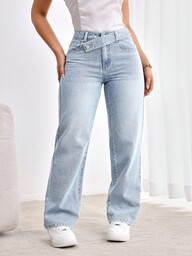 Flexra Jeans rectos informales para mujer de talla grande