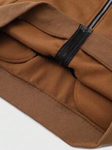 Manfinity Homme 男士单件夹克，三片式拼接设计，独特配色：上半部分白色，中半部分黑色，下半部分暖棕色。流行ins风夹克，成熟休闲的多层穿搭，适合通勤、上学、度假。送给老公或男朋友的礼物，男女同款情侣装，适合秋季穿着。 - 彩色 - 查看 6