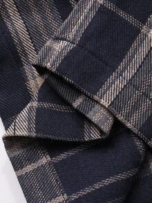 DAZY Tween Girl Casual Solid Color Long Sleeve Top And Plaid Pants Pajama Set, Autumn - Navy Blue - View 8