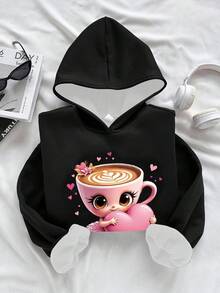 SHEIN Leap Crew Black, Ballerina Cappuccina, Tween Girl Casual Minimalist Thick Soft Loose Comfortable Long Sleeve Sweatshirt, Suitable For Autumn/Winter, Cozy Season, Christmas Vibes, Autumn & Winter Outfits For Outing, Easy Comfort, Autumn & Winter Layers For Girls, Stylish Girls, Casual Wear, Tween Girl Graphic Clothes, Fall & Winter Clothes, Chic Autumn, Fall New Style - Multicolor - View 3