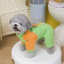 PETSIN 可爱厚宠物连体衣 - 四脚保暖羊毛连体衣，适合小型犬和猫，秋冬实用休闲服装 - 綠色 - 查看 5