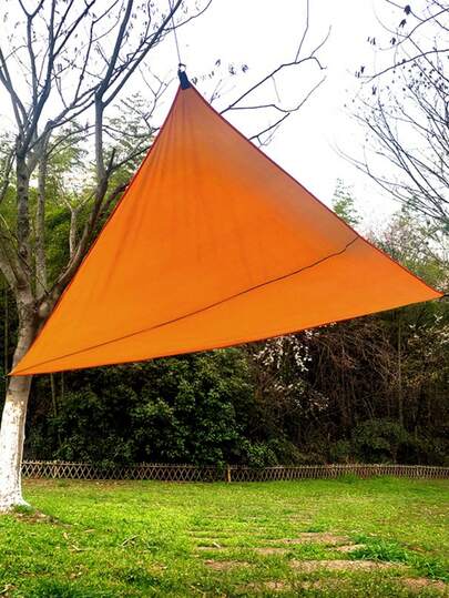 SHEIN 1PC Outdoor Triangle Sun Shelter Waterproof Awning Tent Canopy Garden Picnic Camp Shade Tarp Sunshade Waterproof Sun Shelter Triangle Sunshade Outdoor Patio Party Pool Shade Cloth 3*3*3M
