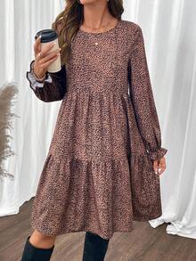 EMERY ROSE Women's Casual Commuter Leopard Print Mid-Length Dress Fall Clothes For Women Fall Outfits For Women Going Out Dress Casual Dresses For Women - Multicolor - View 8