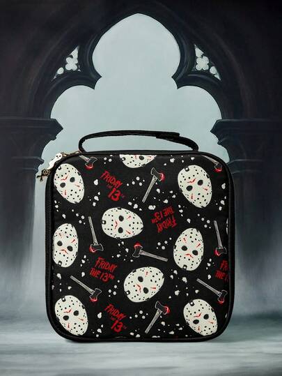 Friday the 13th X ROMWE Large Capacity Portable Cosmetic Bag With Letter & Cartoon Pattern