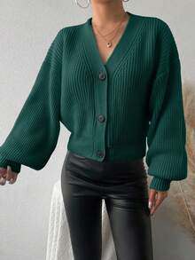 Women's Solid Color Minimalist Long Sleeve Cardigan