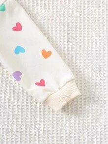 Cozy Pixies 2 件套女婴心形图案针织柔软圆领长袖套头衫和喇叭裤套装 - 黑與白 - 查看 5
