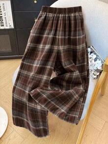 Rusticease Women's Plaid Casual Corduroy Pants Brown Pants, Country Christmas Fall New Year Plaid Christmas Winter - Black - View 3