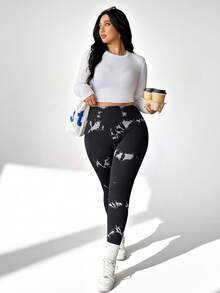 Auralis Leggings de sport sans couture pour femmes de grande taille avec taille levée, imprimé marbré, pantalons de survêtement, joggers d'hiver pour femmes, pantalons de survêtement d'hiver pour femmes - Multicolore - Voir 4