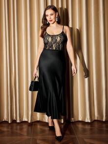 Auralis 2pcs/Set Plus Size Women Lace Camisole Tops (Black & White) - Multicolor - View 8