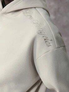 STYNVO 男士刺绣连帽衫和抽绳腰裤套装，秋冬装 - 杏色 - 查看 3