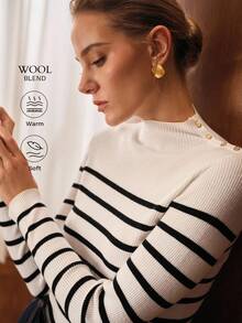 MOTF PREMIUM STRIPED PULLOVER KNIT SWEATER - Black and White - View 2