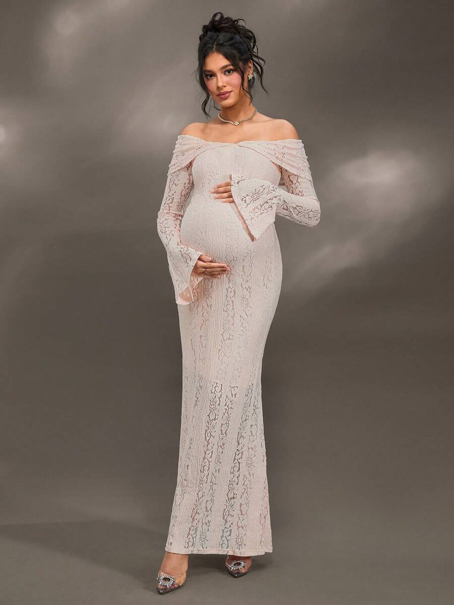 Cheriluna Maternity 孕妇拍照礼服、优雅派对礼服、迎婴派对礼服 - 粉色 - 查看 1