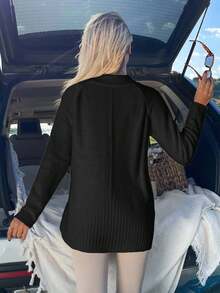 EURMUSE Women Solid Color Mock Neck Sweater For Autumn & Winter - Black - View 6
