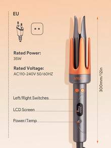 JMMO HAIR One-Touch Instant Hair Curler, Electric Automatic Curling Iron, 32mm Large Wave Curls, 4 Adjustable Temperatures, Fast Heating & 2-Way Rotation, Auto Shut-Off, Anti-Scald, Curly Hair For Hair Styling Graduation Birthday Holiday Graduation Birthday Holiday Holiday Summer Fall Autumn Women Makeup Cosmetic Wedding Party Beach Travel Camping Outdoors School Campus, Easy To Use-EU Plug