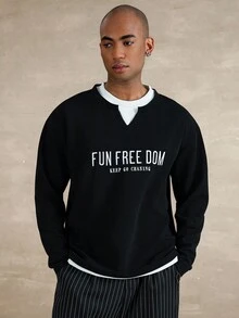 STYNVO Men's Contrast Color Print Long Sleeve T-Shirt Men, For Fall