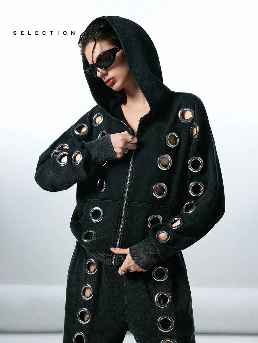 LYSMO Hanorac cu mânecă lungă și glugă pentru femei