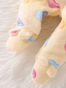 3 件套女婴可爱波尔卡圆点羊毛长袖连体衣（含裤子和头带）套装，家居服 - 彩色 - 查看 4