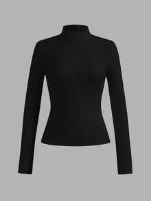 SHEIN Essnce 4件套休闲纯色百搭多层修身高领毛衣，适合女士，秋冬 - 彩色 - 查看 7