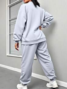 DrmWander Ensemble 2 pièces grande taille, ambiance vacances, tenue 2 pièces grande taille pour sortir, ensemble Top à manches longues et pantalon