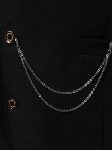 Manfinity Mode بدلة رجالية أساسية، للارتداء اليومي الكاجوال، بتصميم بريطاني، بدلة رسمية سوداء للرجال من نوع كاتسآي، بدلة 3 قطع تشمل السترة والسترة الصدرية والبنطلون للرجال