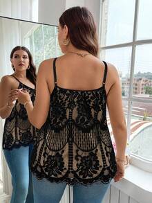 Reflora Plus Size Women Summer Casual Vacation Floral Lace Camisole - Multicolor - View 2