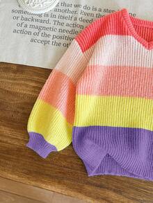 LMoss Kids LMoss 年轻女孩 V 领渐变休闲毛衣秋冬女孩衣服 - 彩色 - 查看 5