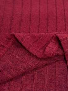 LMoss Kids 2 件套年轻女孩都市时尚纯色圆领长袖上衣和紧身吊带背心连衣裙套装 - 酒紅色 - 查看 7