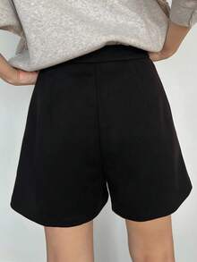 FRIFUL 女式黑色纯色百褶休闲百搭短裤，秋季