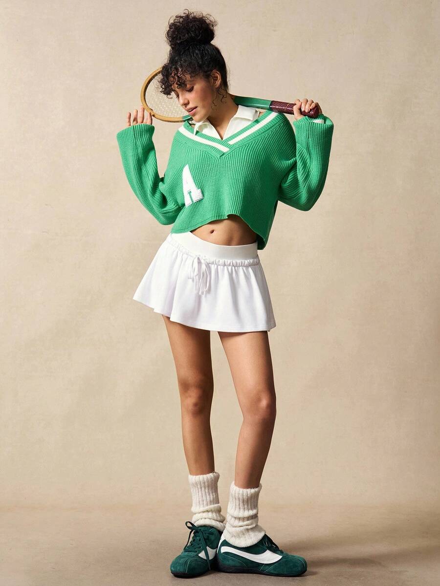 VARSIVA Women Sports Sweaters Tennis Skirt Set Golfing Outfits Women Tennis Outfits For Women - Multicolor - View 1