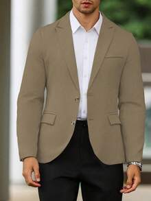 Calvornis Áo khoác vest nam màu trơn thường ngày đi làm, vest màu be cho nam, vest kem cho nam, áo khoác blazer thời trang nam, áo khoác cưới cho nam, phong cách cổ điển, sang trọng - Màu be - Xem 5