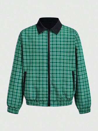 Street Life Herren Lässige Collegejacke mit Karomuster, für den Herbst