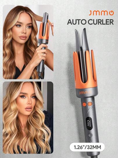 JMMO HAIR One-Touch Instant Hair Curler, Electric Automatic Curling Iron, 32mm Large Wave Curls, 4 Adjustable Temperatures, Fast Heating & 2-Way Rotation, Auto Shut-Off, Anti-Scald, Curly Hair For Hair Styling Graduation Birthday Holiday Graduation Birthday Holiday Holiday Summer Fall Autumn Women Makeup Cosmetic Wedding Party Beach Travel Camping Outdoors School Campus, Easy To Use-US Plug