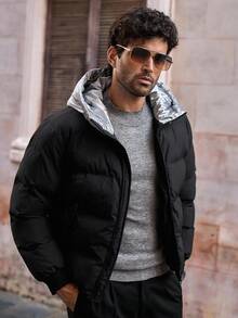 Manfinity VCAY Áo khoác nam có mũ trùm đầu, đệm mút màu tương phản thường ngày - Nhiều màu - Xem 4